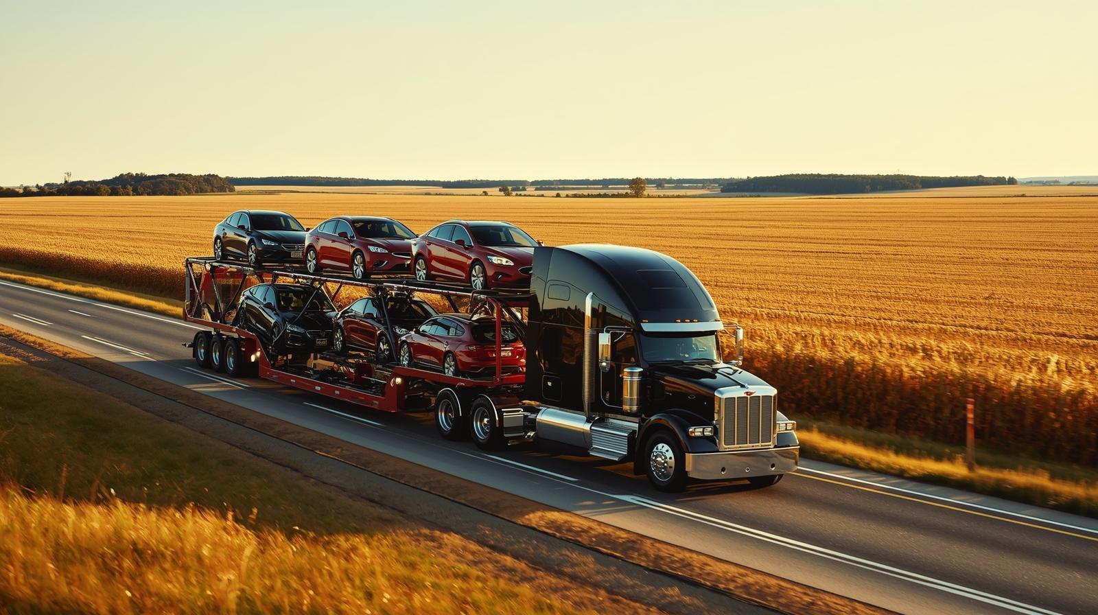 Car carriers driving through Iowa highways