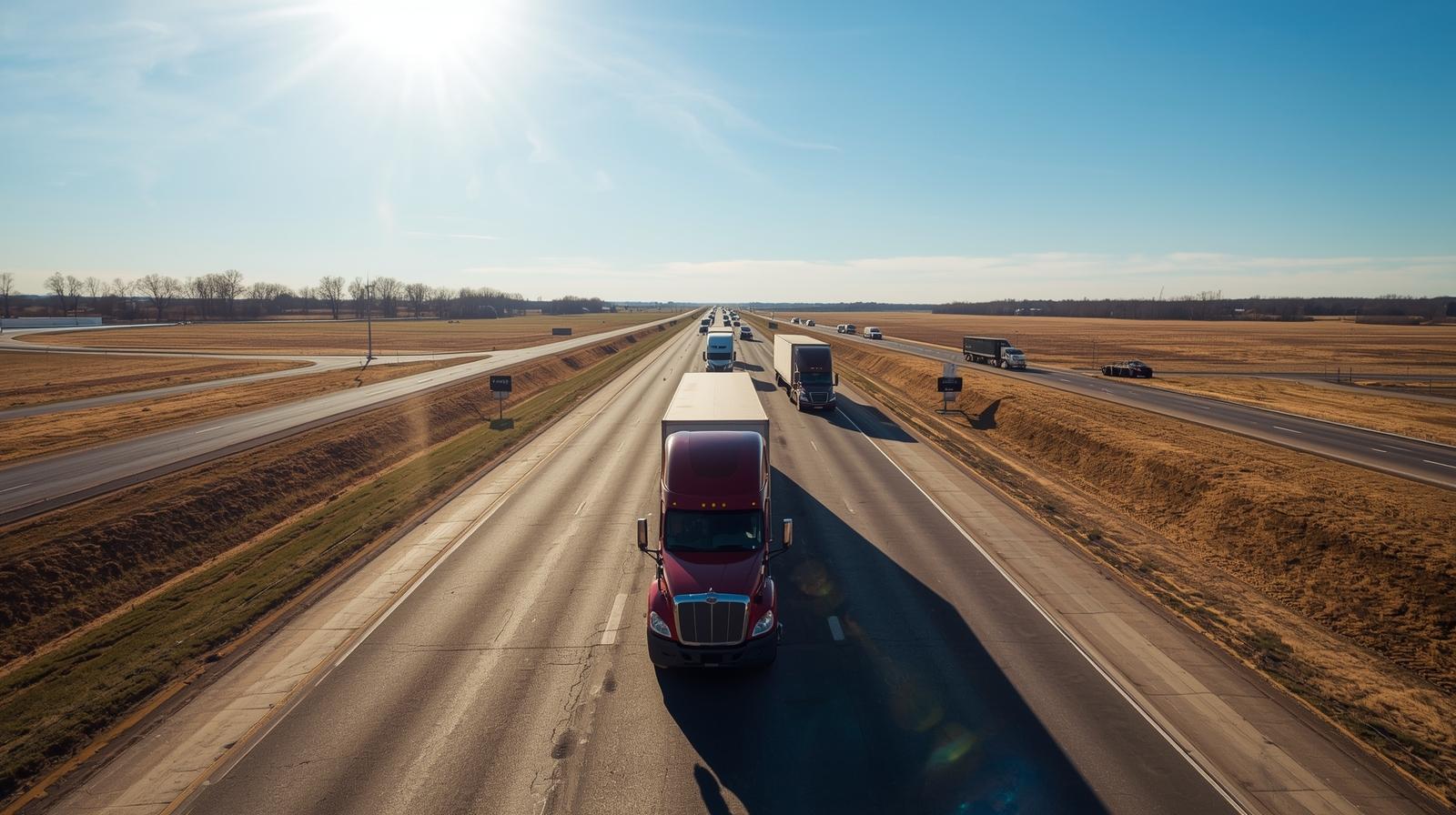 Car carriers driving along Mississippi highways, professional photo