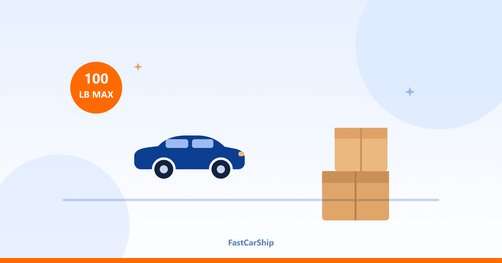 Illustration of a car beside stacked moving boxes with a 100 lb weight limit badge