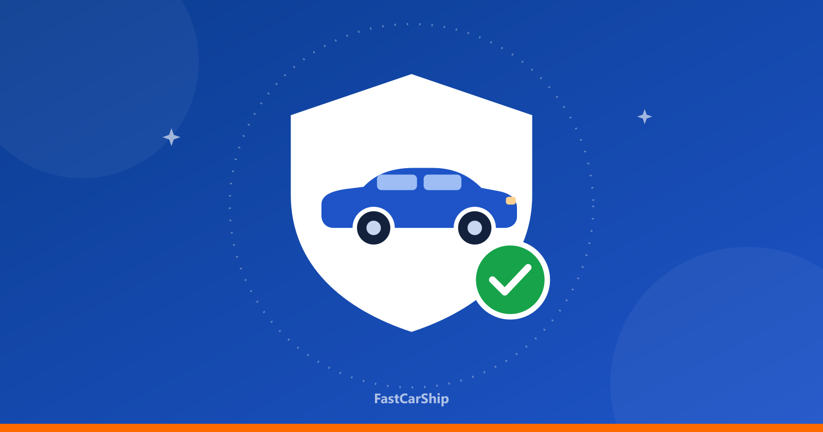 Illustration of a car protected by an insurance shield with a checkmark