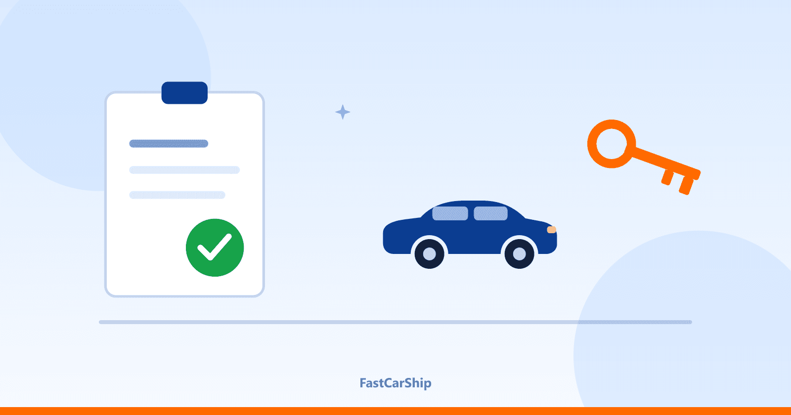 Illustration of a signed Bill of Lading clipboard, a car, and a key